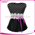Wholesale Popular Polka Dot Overbust Corset with Lace